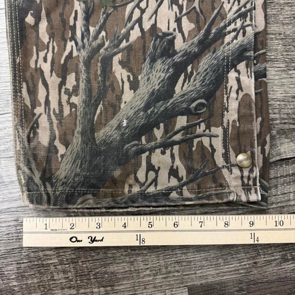 Vintage Carhartt Camo Overalls Duck Canvas Made USA Workwear Bibs 34x29 - Picture 6 of 8